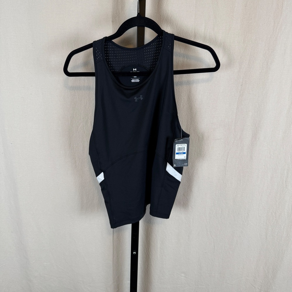Under Armour Womens Armour‎ Mesh Tank Top Black XL 1373943 Fitted Racerback NEW